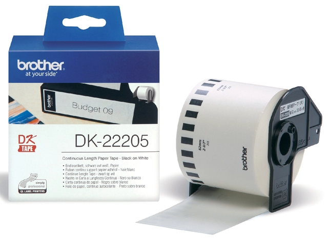 Vous pouvez acheter un Étiquette Brother DK-22205 papier blanc 62 mm 30 mètres chez Dillen BV